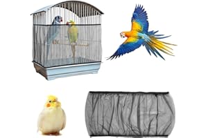 Mabor Jaula para pájaros, ajustable, cubierta de red negra con banda elástica, protector de malla elástica para protector de loros