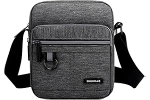 Hjkiopc Borsello Uomo Borsa a Tracolla da Uomo Casuale in tela Borse Messenger per Stile Retro'per l'uso Quotidiano Outdoor Trekking,Lavoro,Viaggio Borsa a Spalla(Grigio)