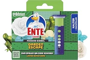 ‎WC-ENTE WC Ente Frische Siegel Starter-Set (inkl. 1 Nachfüller), körbchenloser WC Spüler, Original Garden Escape Duft, 36 ml