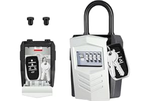 ZHEGE Key Lock Box Outdoor, Large Car Key Safe Padlock for over [10 House Keys], Mountable and Portable Key Box with Code for Home, Office, Airbnb, Warehouse, Garage, Surfing, etc. (Grey)