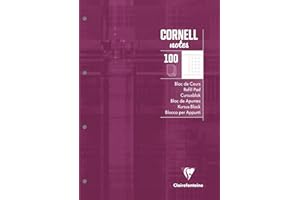 Clairefontaine 58196C - Bloc de cours "CORNELL notes" perf. 4 trous 21x29,7cm 200p réglure Cornell Q.5x5