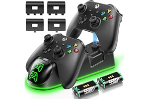 OIVO Controller Charging Dock with 2 x 5580mWh Rechargeable Battery Packs for Xbox One/Xbox Series X/S, Twin xbox Charger Dock with Rechargeable Battery Packs, Xbox One Skin