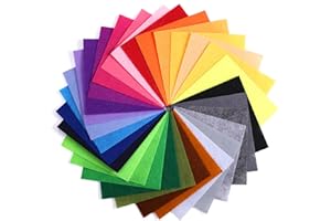Naler Feuilles de Feutrine 15x15cm 30 Felts Tissus Couleurs Vibrantes pour Loisir Créatif DIY, Décoration, Projets Enfants