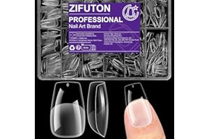 ZIFUTON 600 Pièces Capsule Americaine Ongle X Coffin Medium Faux Ongle, 12 Tailles Couverture, faux ongles capsule, Semi Givré, Avec Valise De Rangement - IdéAl Pour Les Femmes, Salons Et DéButants