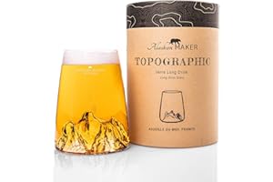 Alaskan MAKER Verre long 450ml - Borosilicate de qualité supérieure soufflé artisanalement avec les montagnes en relief | Cocktail, bière ou soft TOPOGRAPHIC (Aiguille du Midi)