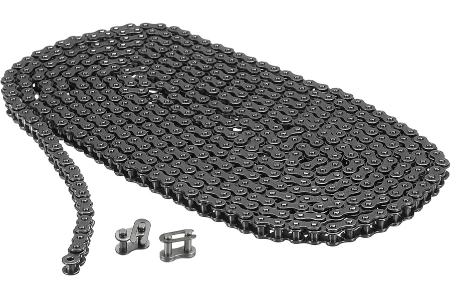 sourcing map #25/04C-1 Roller Chain 10 Feet 1/4" Pitch Carbon Steel Roller Chains with 2 Free Master Connector Links for Mini Bikes, Motorcycles, 480 Links