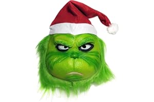 Adorling Máscara de Navidad para Adultos,Grinch Mask Disfraz de Papá Noel Verde,Accesorios de Disfraces de Navidad,Adecuado para Personajes Navideños y Máscaras de Fiesta cosplay