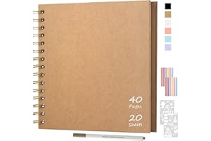 JAECU Album Fotografico Spirale Scrapbook 21x21cm, Fai da Te Scrapbooking Album 40 Pagine, Regali Nozze Natale Valentino Regalo di Anniversario Compleanno (Kaki)