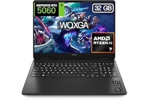 HP OMEN - Ordenador portátil Gaming 16" 2.5K WQXGA (AMD Ryzen AI 7 350, 32GB RAM, 1TB SSD, NVIDIA RTX 5060, FreeDos) Teclado QWERTY Español - Negro
