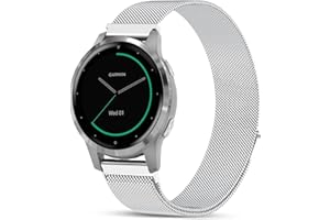 VELULYX Metalowy pasek kompatybilny z Garmin Venu 2S/ Venu 3S / Vivomove 3S / Vivoactive 4S, 18 mm, stal nierdzewna, zapasowy pasek do Fossil damski Gen 6 / Fossil damski Gen 5E/Fossil Q Venture HR