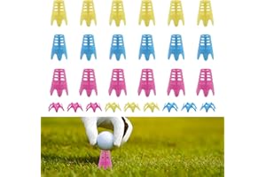 Zyluniy Golf Tees Kunststoff, 27 Stück Golf-Simulator-Tees Wiederverwendbar, Golftees Trainings Bunt Tragbare Drinnen Draußen für Winterrasen Driving Range（Blau, Gelb, Rosa）