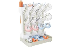 GOURDBRO Baby Bottle Drying Rack, Vertical Standing Bottle Dryer Rack Holder, Space Saving Baby Bottle Storage for Newborn Feeding Essentials, Holds Up to 12 Baby Bottles