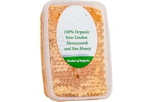 BULGARIAN BEE 500 g Panal de Tilo Crudo Ecológico, Natural, Puro, Fresco, Directamente de la Colmena, Hecho a Mano, Producto Absolutamente Real.