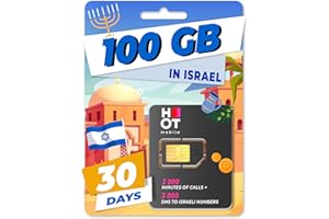 HOT MOBILE - SIM Card Prepagata, Israele, 100 GB, 3000 minuti, 3000 SMS, 4G | LTE, Attivazione Obbligatoria sul Nostro Portale (www marco polo mobile com)