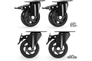 EGOFIX Caster Wheels, Heavy Duty 100mm Casters Set of 4, Locking Swivel Casters Wheels for Cart, Furniture and Workbench, Black