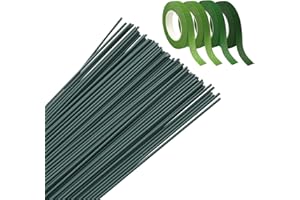 JRJRN 4 Rouleaux Tiges Rubans de Fleuriste Bande, Floral Ruban Adhésif avec 100 Fils de Tiges Florales, Rubans Floraux Vert pour Envelopper Les Bouquets, Bricolage
