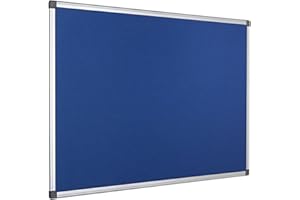 Bi-Office Pannello In Feltro Maya Con Cornice In Alluminio, Bacheca Con Superficie Di Feltro Liscia Blu, 60 x 45 cm