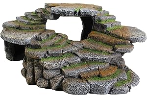 PENN-PLAX Reptology Shale Scape Step Ledge & Cave Hideout – Decorative Resin for Aquariums & Terrariums – Great for Reptiles, Amphibians, and Fish – Large