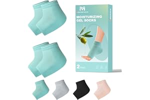 Migliore Wear 2 Pairs Moisturising Heel Socks, Gel Lining Cotton Socks for Exfoliating Dry Feet Cracked Heel Repair Treatment- Women and Men