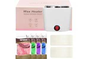 Lazy Lady Mini scaldacera professionale,cera brasiliana kit completo,scalda cera per ceretta brasiliana,con pentola in silicone,kit da viaggio,4 sacchetti di perla di Cera,20 spatole (quadrato,bianco)