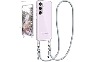 Ciciber Handykette Hülle für Samsung Galaxy A55 5G Handyhülle mit Band und Schutzfolie, Transparent Case mit Schnur zum Umhängen Kordel Necklace Hülle Schutzhülle für Samsung A55, grau