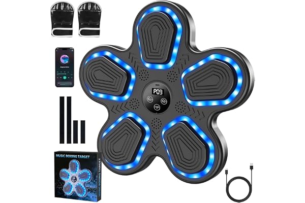 Purova Music Boxing Machine de boxe musicale LED avec Bluetooth et gants de boxe, 9 vitesses et modes d'entraînement