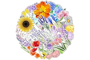 QAXROCYN 50 Pcs Trendy Exquit Flowers & Plant Vinyl Waterproof Stickers for Water Bottle Flasks Laptop Computer Bike Luggage Cup Car Tablet Phone Bicyle Decals Stickers Gift Pack for Teens Adults Boys Girls.