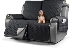 TAOCOCO Recliner Sofa Protector,2 Seater Recliner Covers,Waterproof Recliner Sofa Covers,Non Slip Recliner Chair Covers,Armchair Covers for Pets,Reclining Sofa Covers with Pockets(Black)