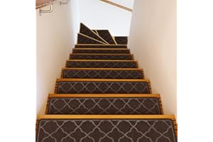 DALETU Bordi per gradini antiscivolo 76x20cm 4pcs, tappetini per tappeti da interno lavabili in lavatrice, tappetini per scale riutilizzabili con supporto in gomma antiscivolo per bambini, anziani e cani