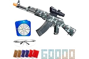 PEAK DUEL Large Gel Blaster Gun, AK47 Electric Gel Blaster with 60,000 Rounds + Goggles, Toy Guns for Outdoor Shooting Games for Kids and Adults, for Christmas and Birthdays (Camo)