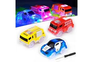 AniSqui Track Cars, 3 Pack Race Cars Autorennbahn Spielzeug Auto, 5 LED Blinklichtern Magic Toys, Childs Geschenke by
