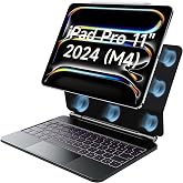 Apple iPad Pro 11in&ccedil; M4/M5 (2024/2025) ile Uyumlu TouchPad Case Magic Keyboard Aydınlatmalı Klavyeli Tablet Kılıfı