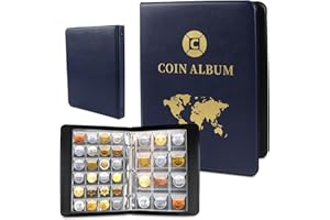 CUIDONGSHENG Album Monete da Collezione 420 Tasche,Libro Porta Monete da Collezione 3.5 * 3.5 cm/4.5 * 4.5 cm,Raccoglitore Monete 2 Euro,25x19 cm Coin Album 20 Pagine di Inserti Trasparenti
