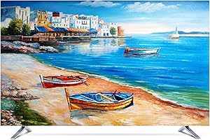 NAKAN Copertura TV Antipolvere Protezione Universale da 20"-80" per Schermi Piatti Curvi Copri Televisori Moderni per Interni con Stampa di Paesaggi in Poliestere(Color:Barche,Size:65in)