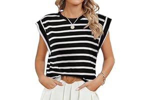 Zilams Camiseta Mujer Sin Mangas Verano Camiseta Basica Cuello Redondo Camisa Suelta Top Casual T-Shirts Color Sólido