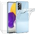 iVoler Custodia Cover per Samsung Galaxy A72 4G / 5G con 3 Pezzi Pellicola Vetro Temperato, Ultra Sottile Morbido TPU Traspar