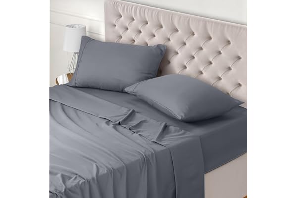 Utopia Bedding Juego de Sabanas 4 Piezas 150x200 - Poliéster Microfibra Cepillada - Oeko-Tex Certificado - Sábana Bajera, Sábana Plana y 2 Fundas de Almohada 50x75 (Cama 150, Gris)