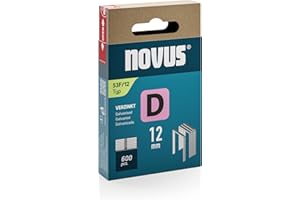 NOVUS TOOLS Lot de 600 agrafes à fil plat de 12 mm de type 53F/12, boîte coulissante, Agrafes pour films et cartons