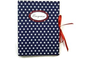 bettina bruder - Zeugnismappe DIN A4 - innen 30 Sichthüllen - Kleine Sterne blau weiß rot