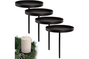‎ARTECSIS ARTECSIS 4 Kerzenhalter Adventskranz Teelichthalter 6,5cm schwarz Kerzenteller zum Stecken Deko…