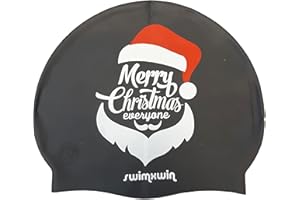 SWIMXWIN cuffia in silicone da nuoto piscina buon Natale idea regalo Santa Klauss MERRY CHRISTMAS