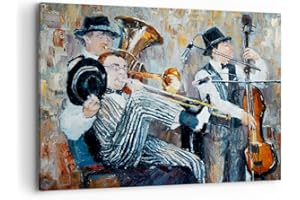 ARTTOR Canvas Print 100x70cm Canvas Picture jazz music musician Large Home Decor Framed Living Room Bedroom Kitchen Wall Art Decoration Photo Gallery Printed Modern Artwork AA100x70-3422