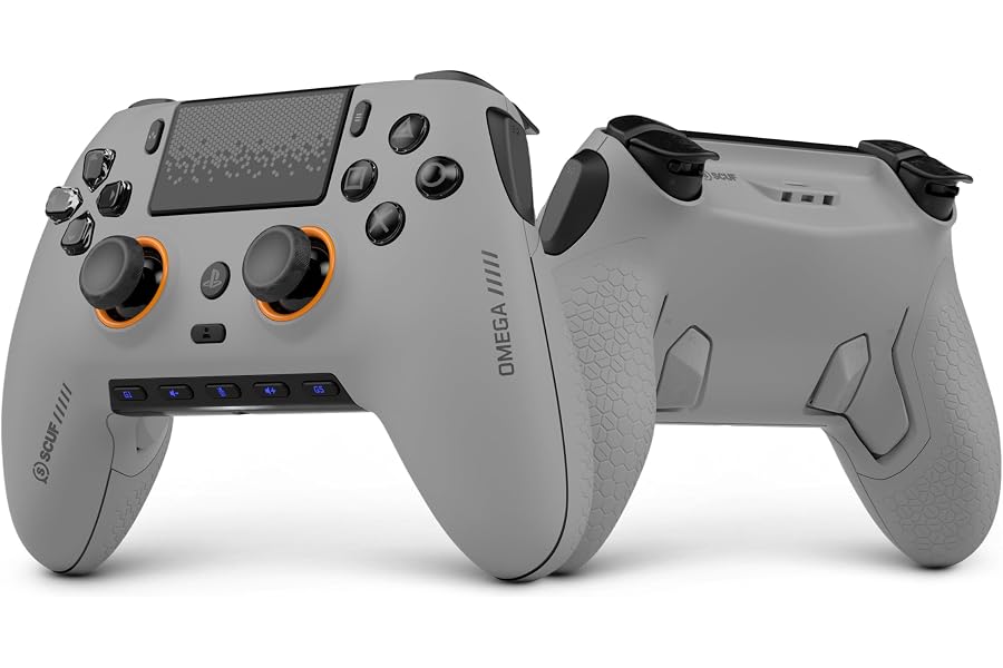 Scuf OMEGA Mando inalámbrico de la PS5, TMR Anti‑Drift – Gris Claro | Licencia Oficial, Alto Rendimiento, 11 Entradas Persona