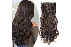 S-noilite 17-26 Inches(43-66cm) 8pcs Long Full Head Clip In Hair Extensions Extension Sexy Lady Fashion Choice 60 Colours (24 Inches-Curly, Dark Brown)