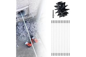 AYYDS Chimney Sweep Kit,Chimney Cleaning Brush Kit,410 * 100mm 12 Flexible Rods 1 Brush Replaceable Brush Head, Drainage Pipeline Flue Cleaning Tool, Easy to Use