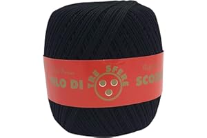 FILATI ITALIANI Cotone Filo di Scozia 100g Titolo 5-8 - 12-16 (Nero - 01, 5)