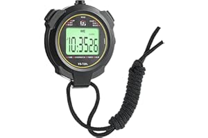 YIROCHAN Chronomètre lumineux sportif avec horloge, calendrier et réveil, chronomètre numérique portable avec lanière, résistant aux chocs pour entraîneur et arbitre