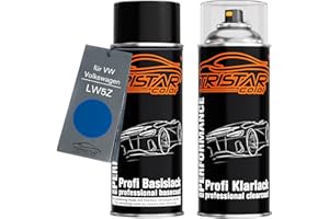 TRISTARcolor Peinture voiture Kit bombes de peinture pour VW/Volkswagen LW5Z Jazz Blue Perl Peinture de base vernis clair aérosol 400 ml