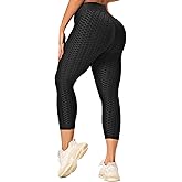 Flatik 3/4 Damen Sporthose - Blickdichte Leggings Mit Taschen, Fitnesshose