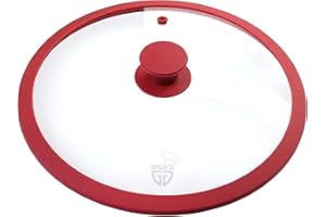 GRÄWE Deckel für Pfannen und Töpfe, Glasdeckel Pfanne 28 cm, Topfdeckel, Pfannendeckel, mit Silikonrand und Dampfaustritt - Rot